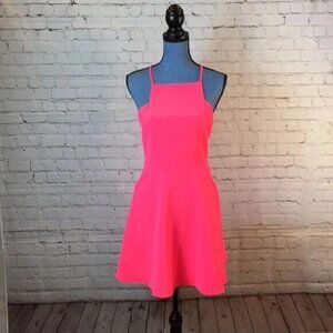 Cream & Sugar Short Dress Sleeveless Coral T-Back Halter XS